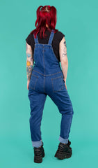 Blue Stone Wash Denim Dungarees - Run & Fly