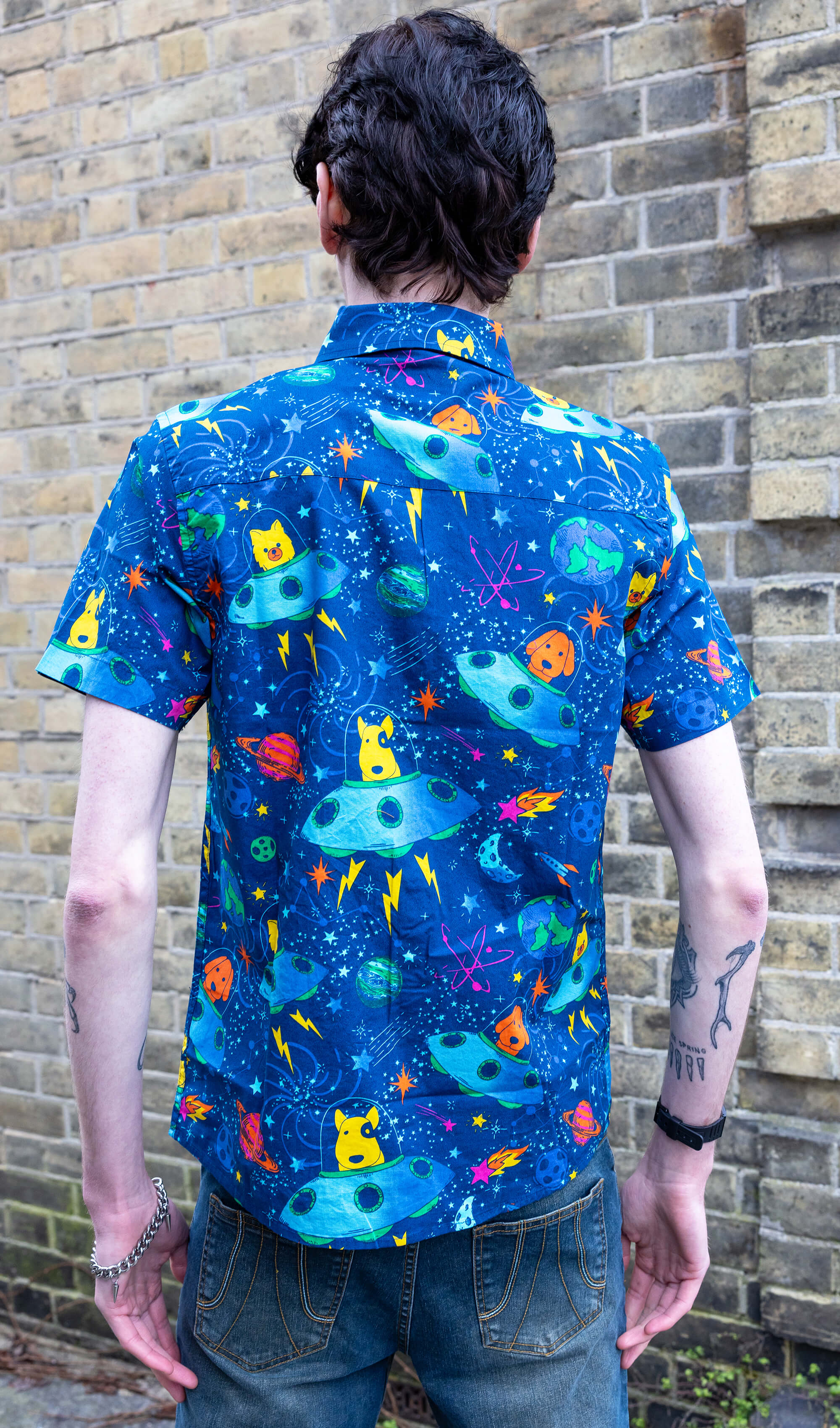 Dogs in Space Short Sleeve Shirt - Run & Fly