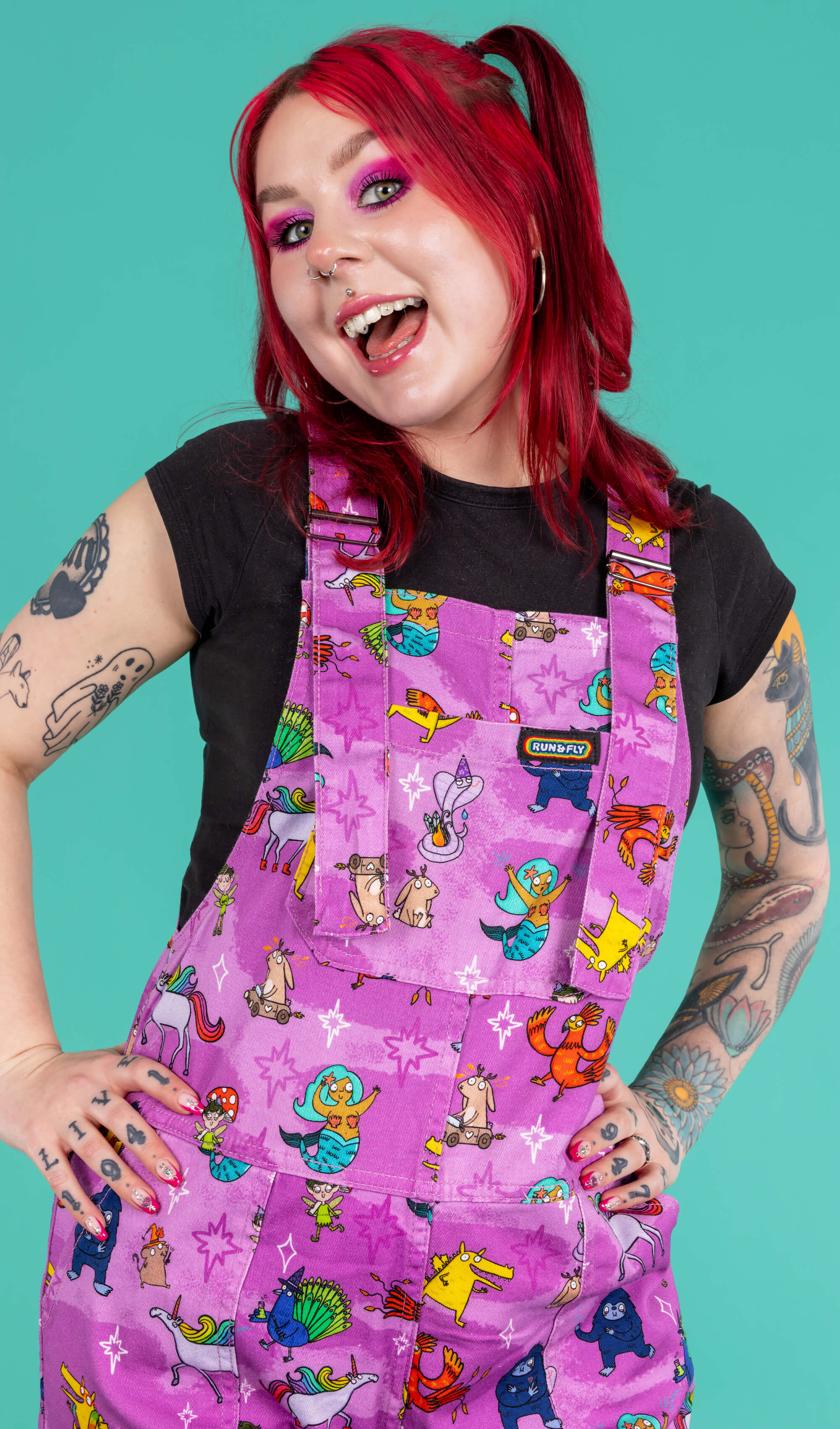 Happiness Enchanters Word Spells Stretch Twill Dungarees - Run & Fly
