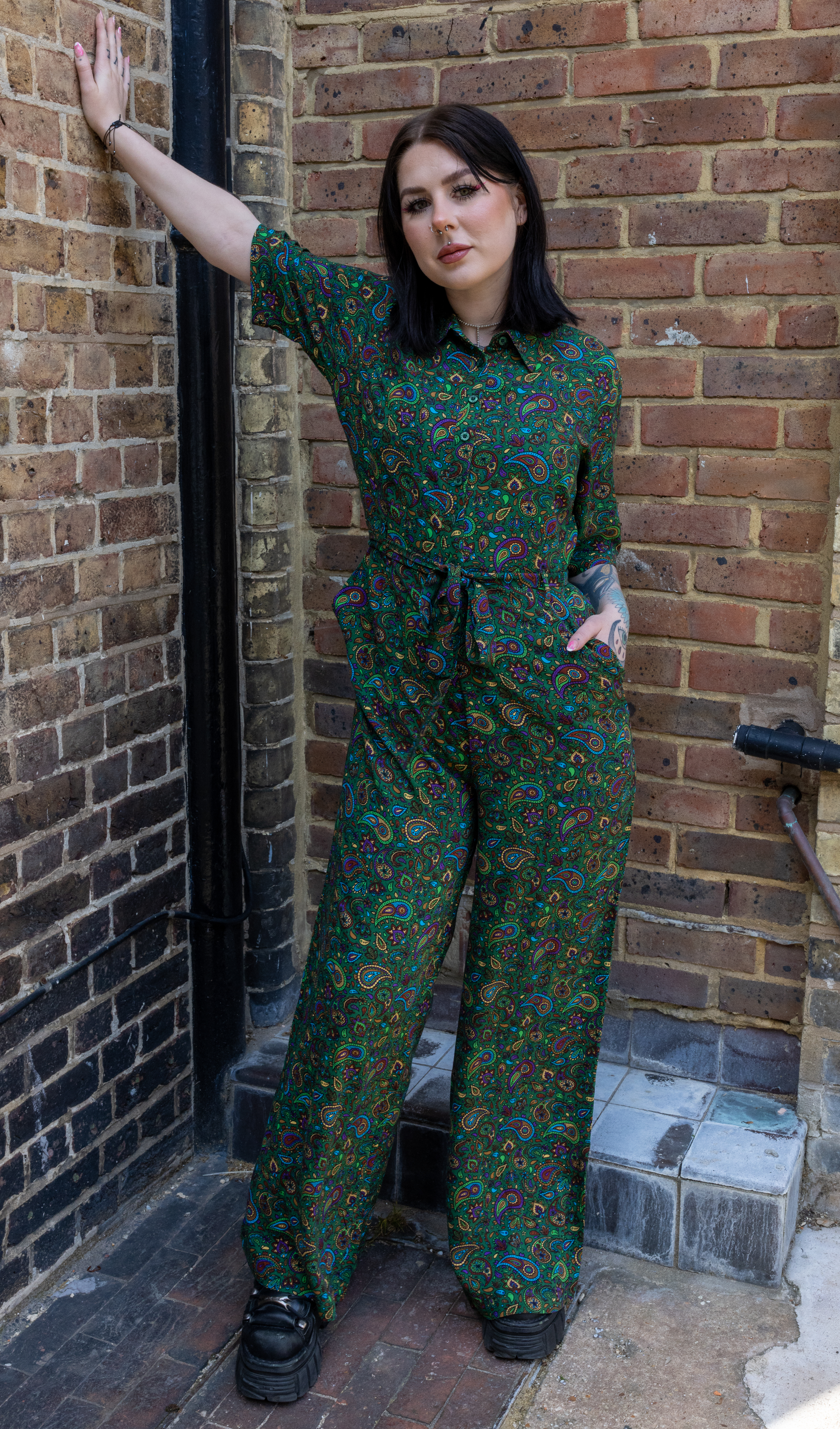 Forest Green Paisley Jumpsuit - Run & Fly