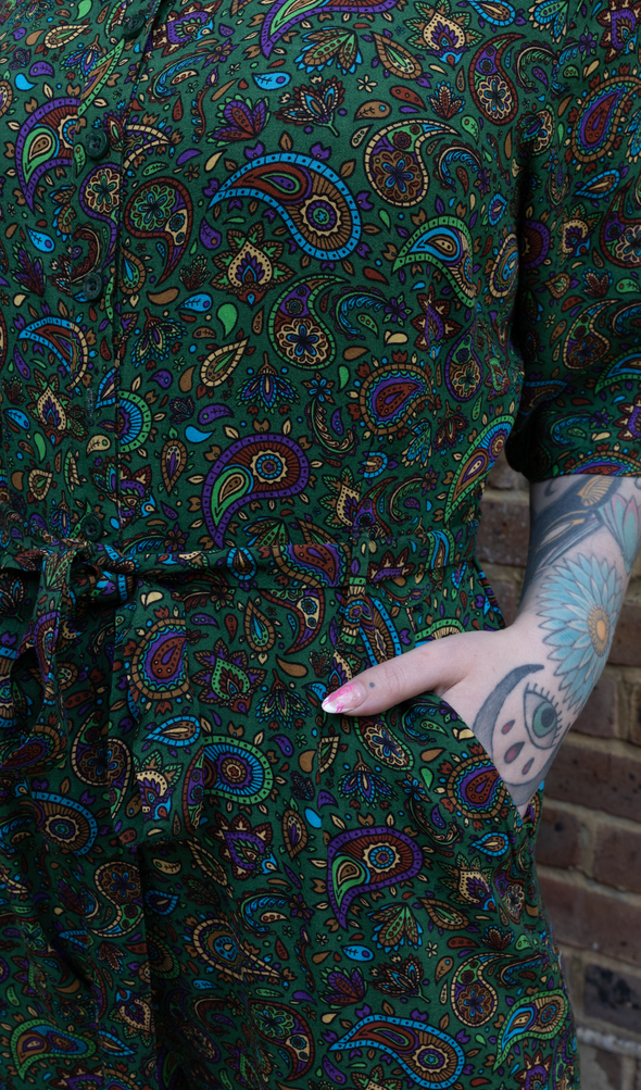 Forest Green Paisley Jumpsuit - Run & Fly