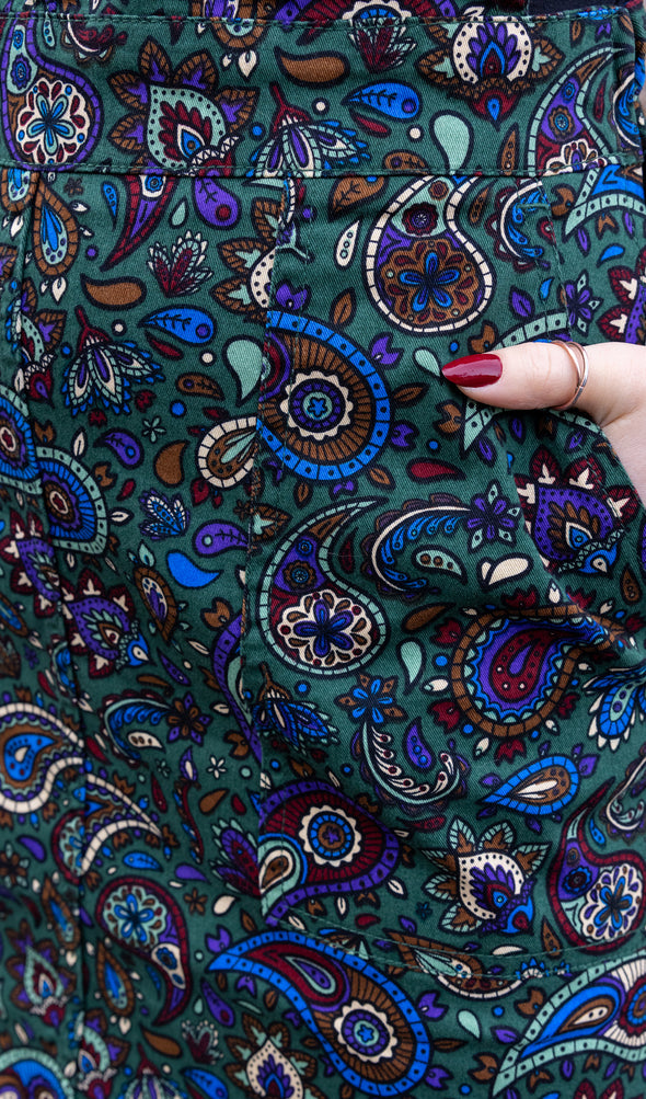 Forest Green Paisley Pinafore - Run & Fly