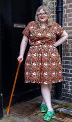 Halloween: Party Frogs Stretch Belted Tea Dress with Pockets - Run & Fly