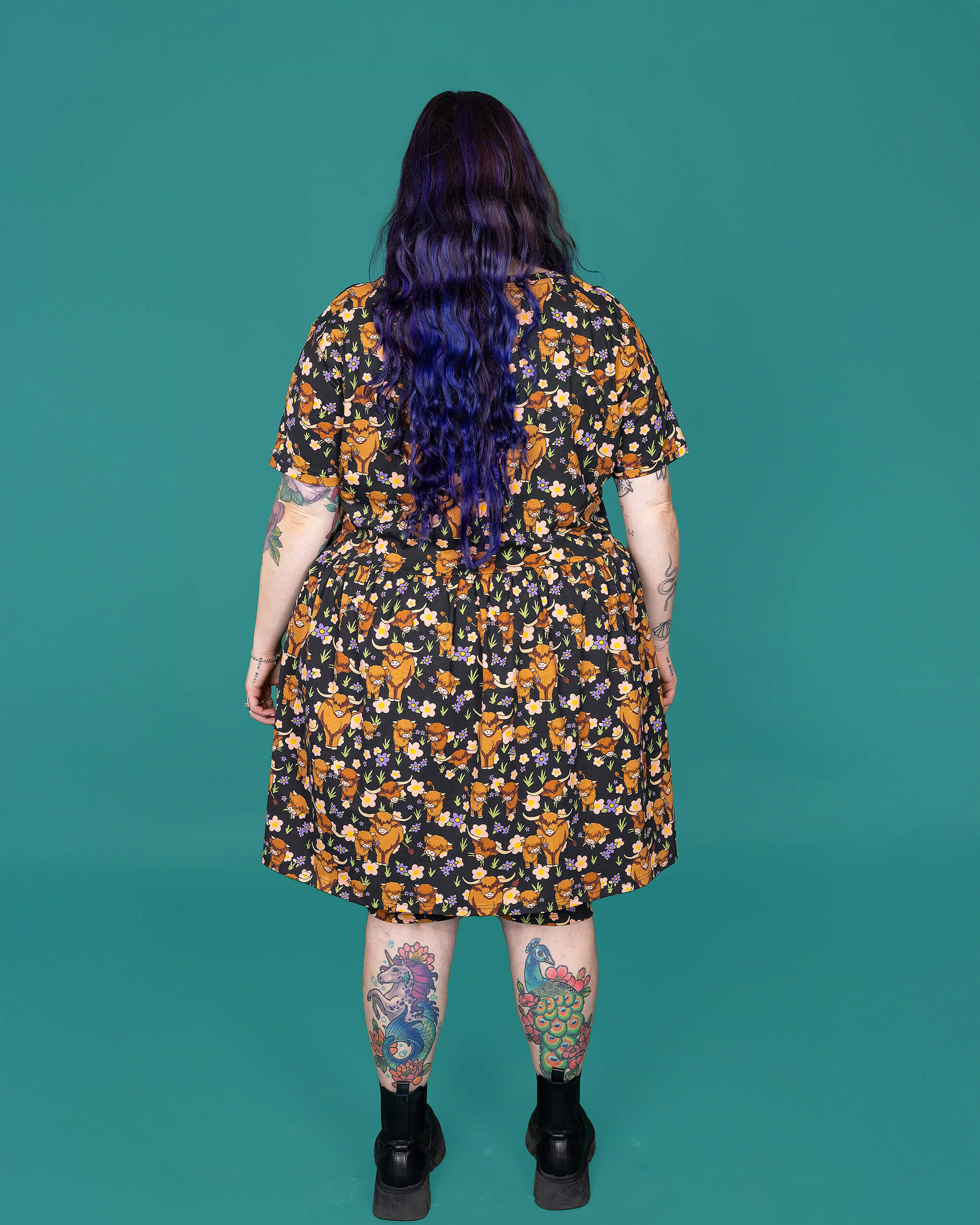 Highland Cows Oversized Smock Dress - Run & Fly