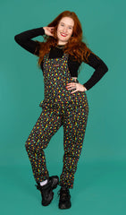 Grey Rainbow Leopard Stretch Dungarees - Run & Fly
