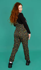 Grey Rainbow Leopard Stretch Dungarees - Run & Fly