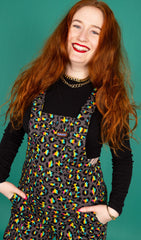 Grey Rainbow Leopard Stretch Dungarees - Run & Fly