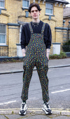 Grey Rainbow Leopard Stretch Dungarees - Run & Fly