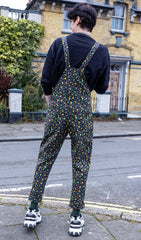 Grey Rainbow Leopard Stretch Dungarees - Run & Fly