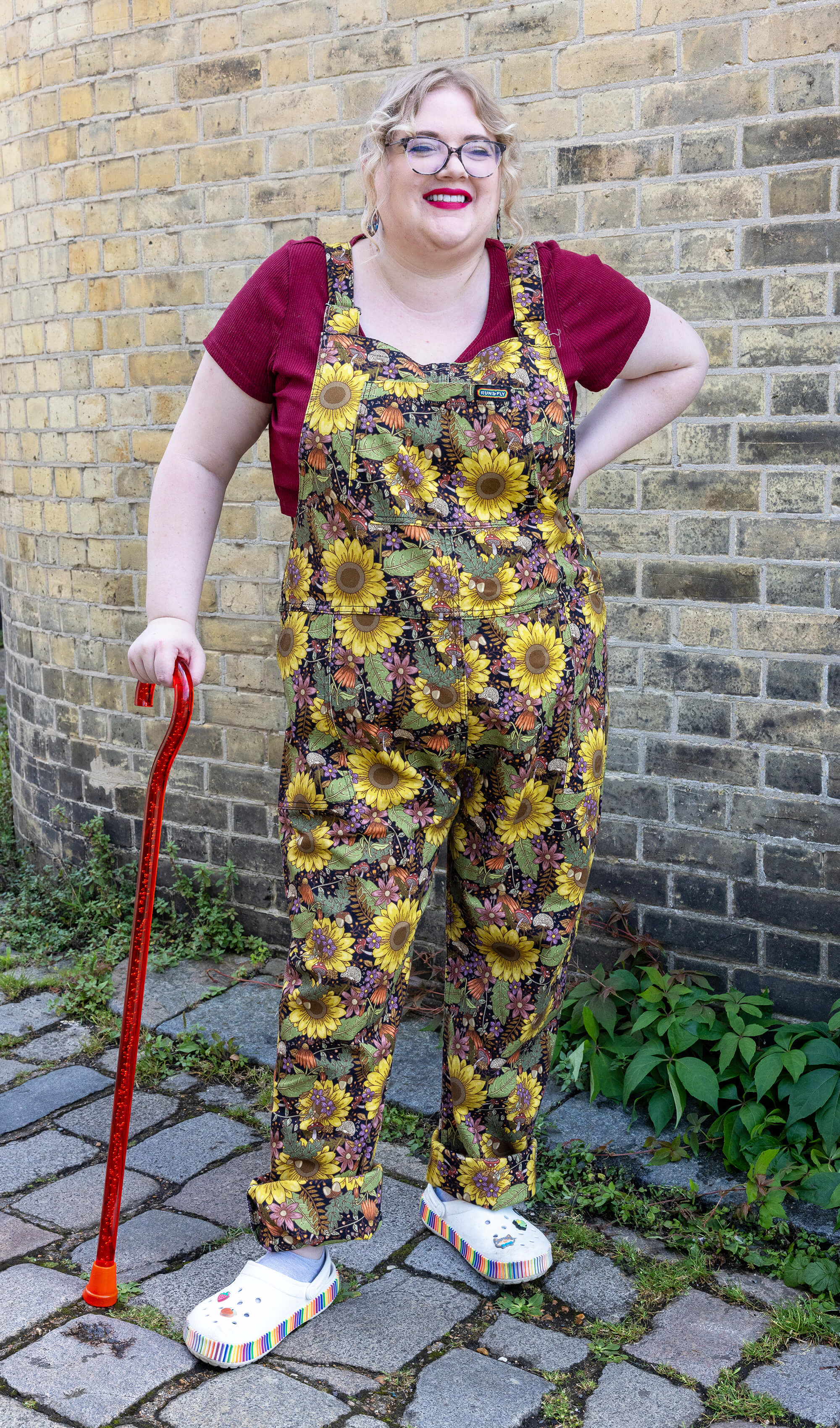 Midnight Blues Sunflower Stretch Twill Dungarees - Run & Fly