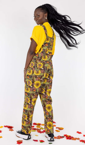 Midnight Blues Sunflower Stretch Twill Dungarees - Run & Fly