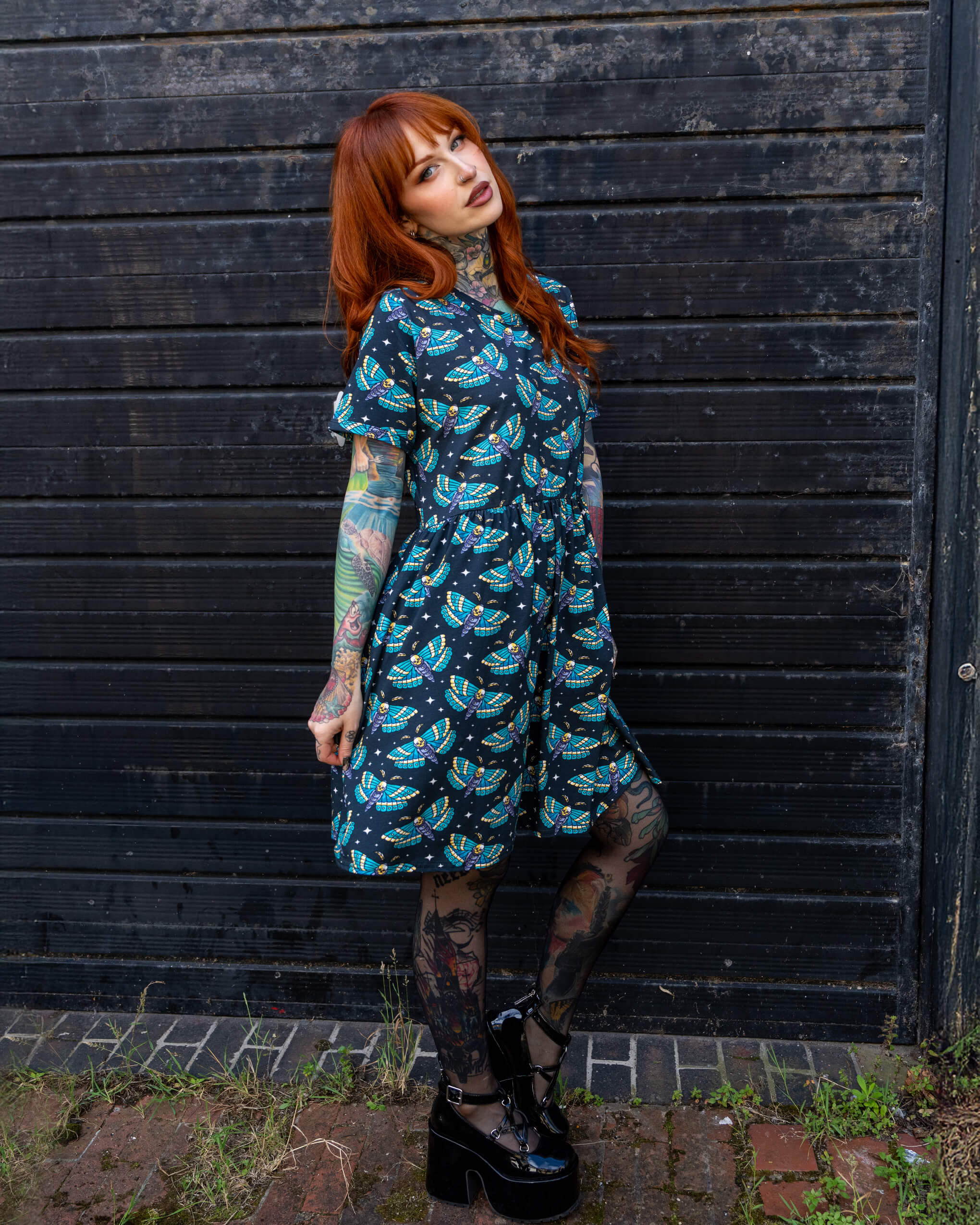 Death Head Moth Oversized Smock Dress - Run & Fly