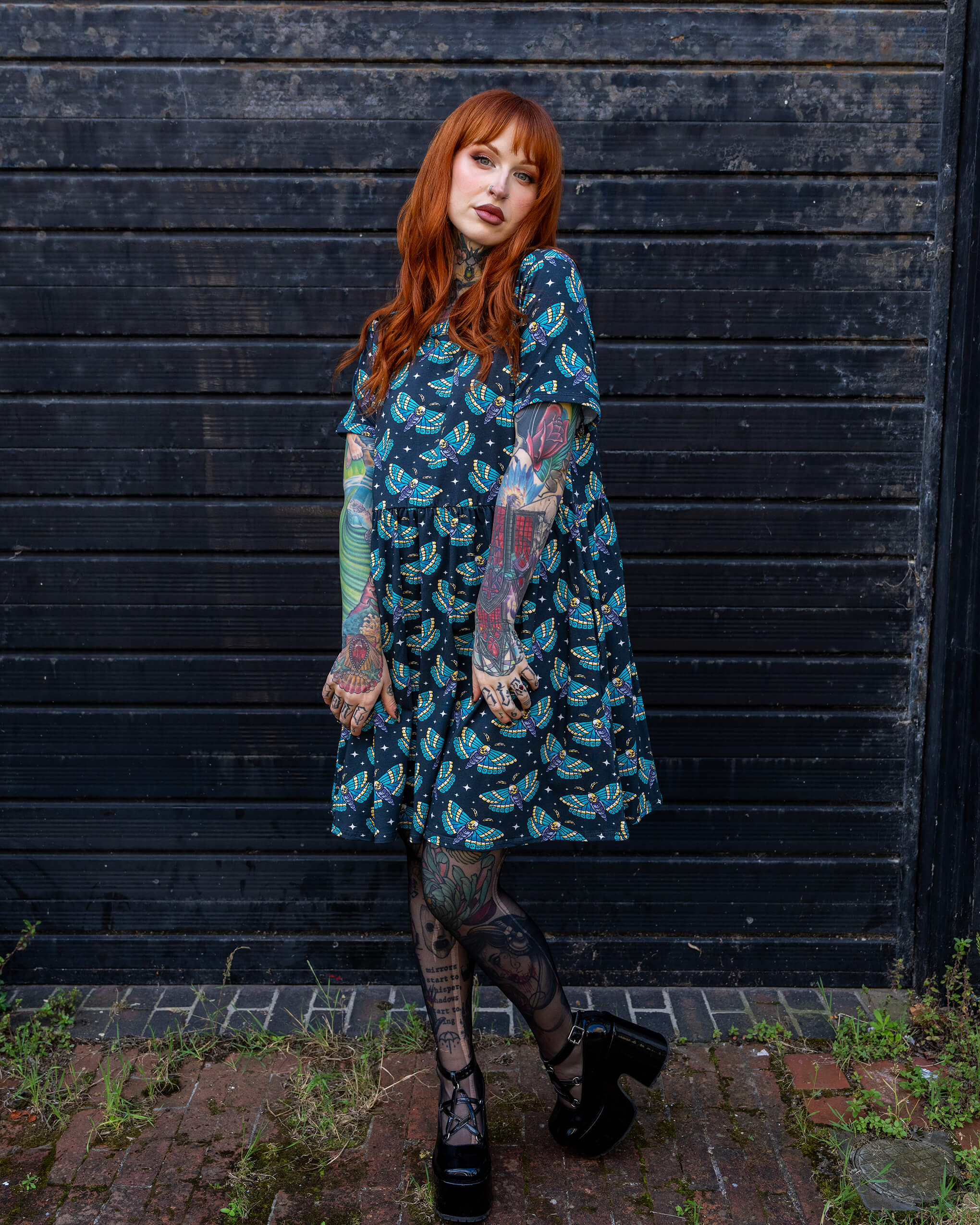 Death Head Moth Oversized Smock Dress - Run & Fly