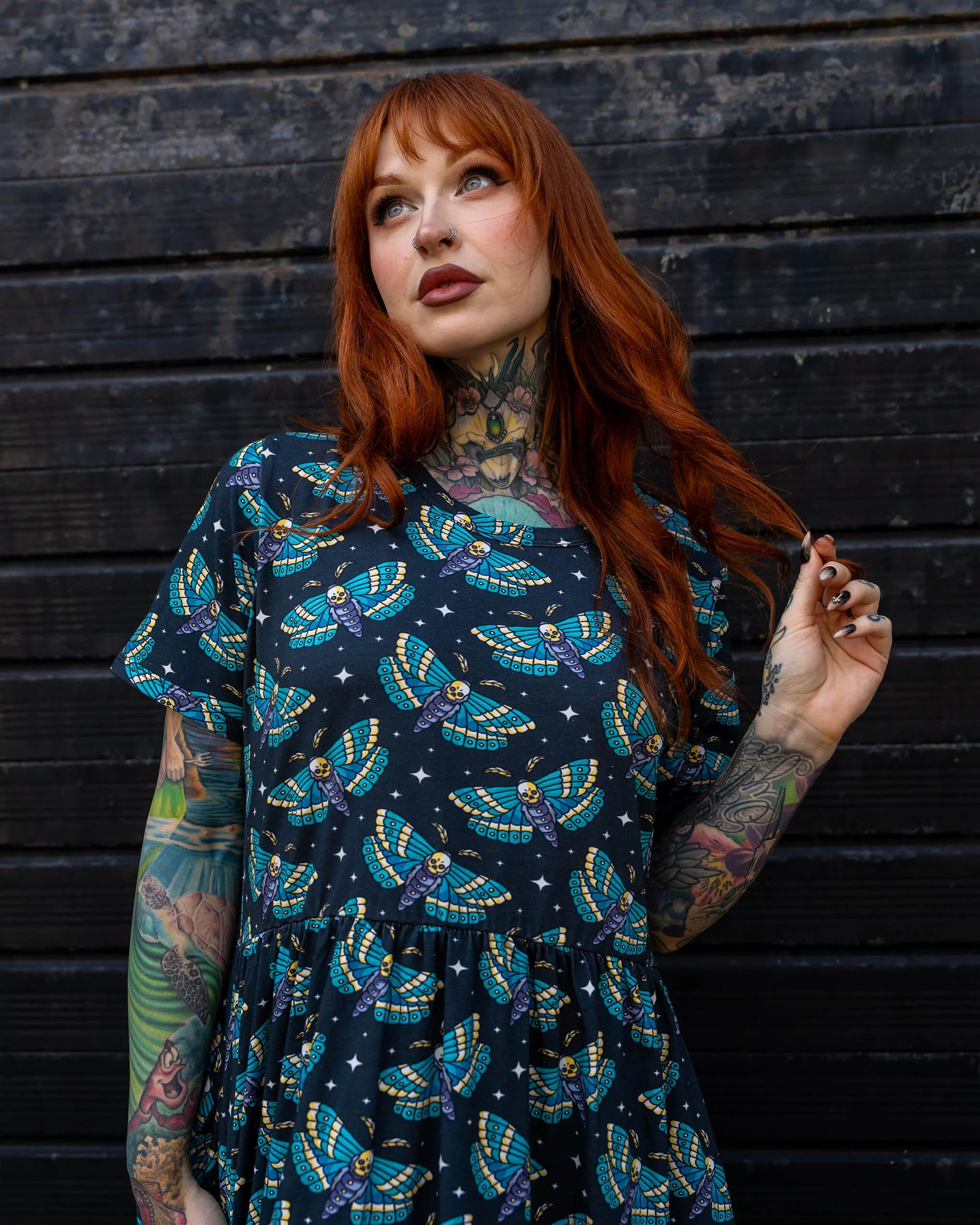 Death Head Moth Oversized Smock Dress - Run & Fly