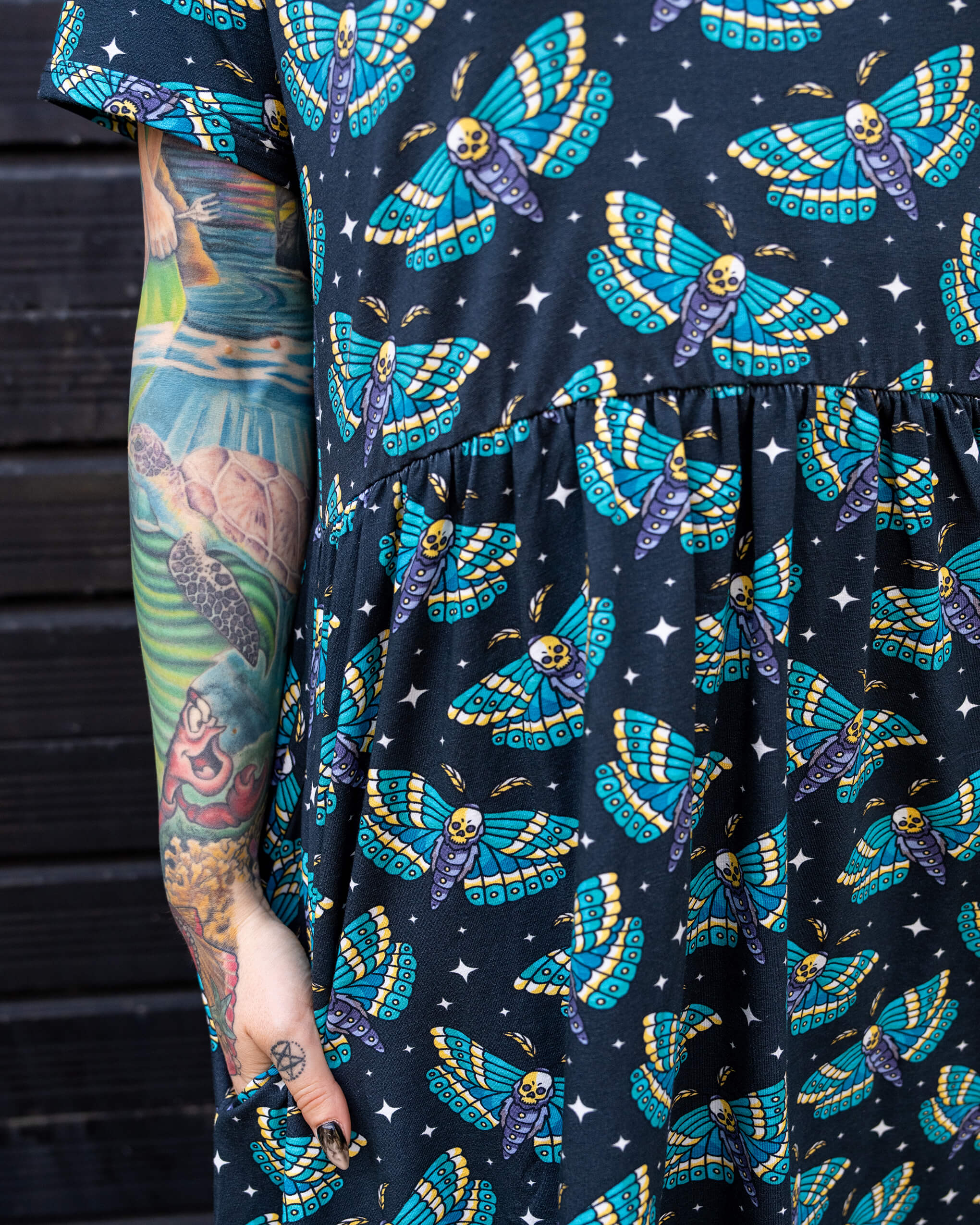 Death Head Moth Oversized Smock Dress - Run & Fly