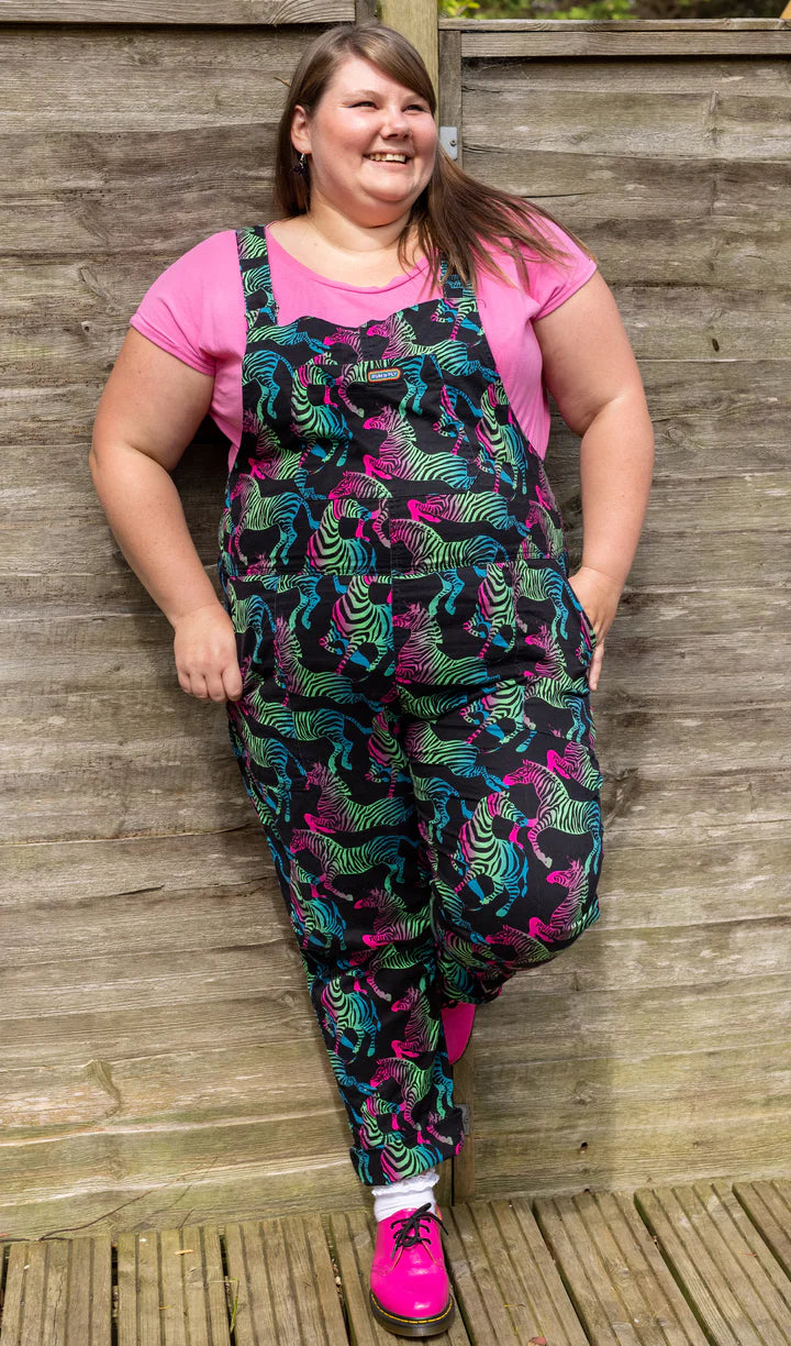 Rainbow Zebra Dungarees - Run & Fly