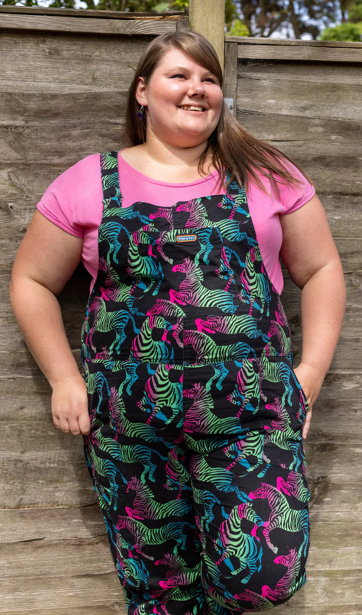 Rainbow Zebra Dungarees - Run & Fly