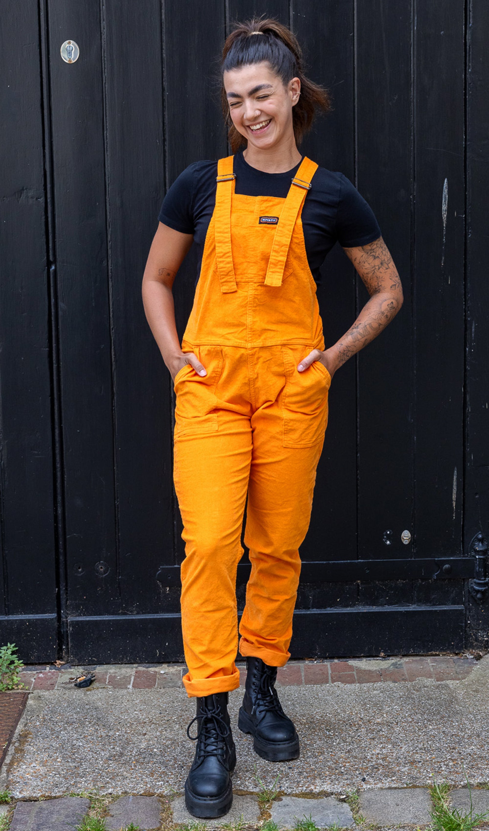 Highlighter Orange Dungarees - Run & Fly