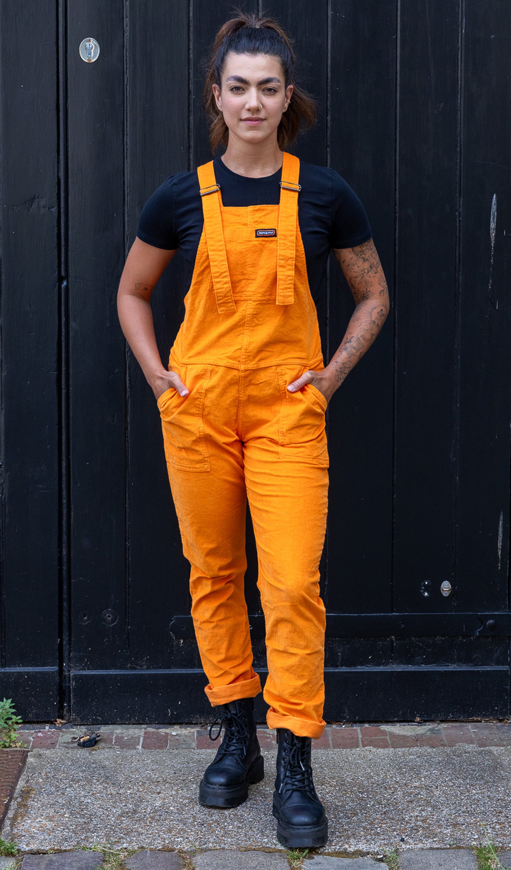 Highlighter Orange Dungarees - Run & Fly