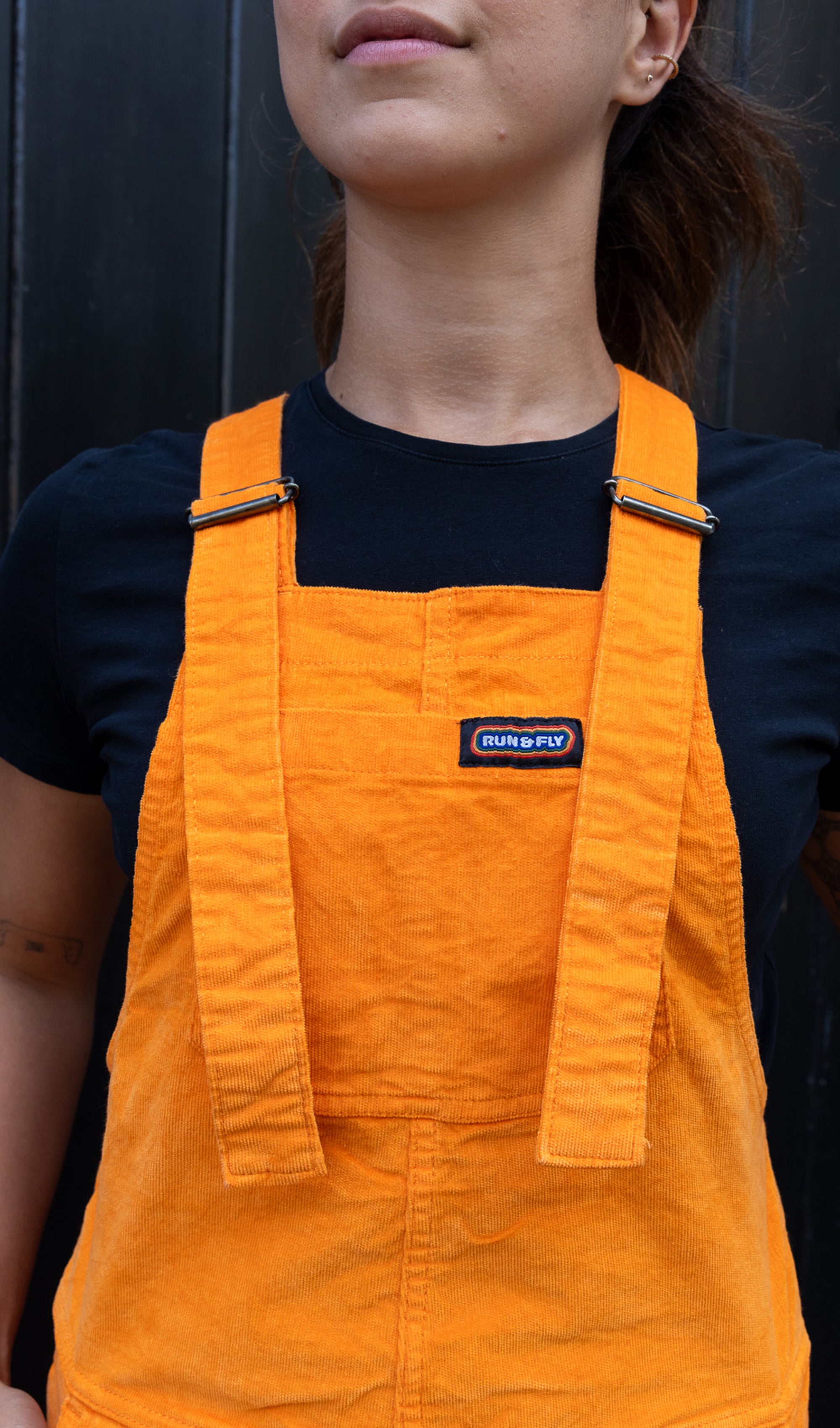 Highlighter Orange Dungarees - Run & Fly