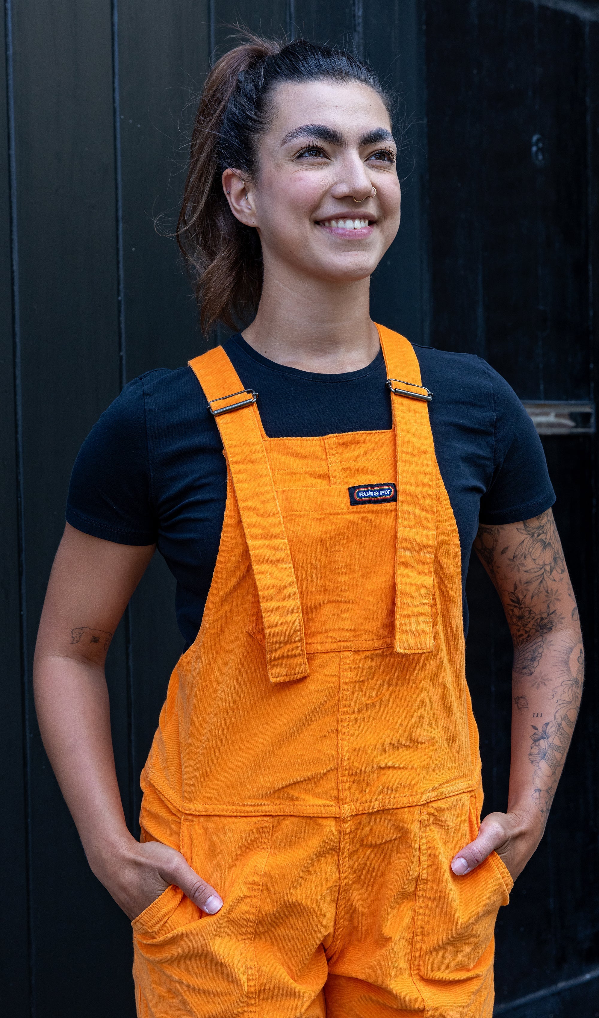 Highlighter Orange Dungarees - Run & Fly