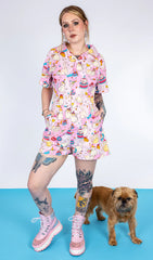 Run & Fly x The Mushroom Babes Party Cats Stretch Playsuit - Run & Fly
