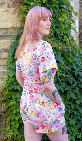 Run & Fly x The Mushroom Babes Party Cats Stretch Playsuit - Run & Fly