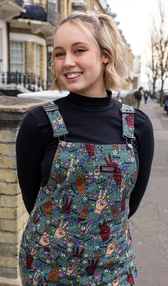 Peace and Love Stretch Skinny Flared Dungarees - Run & Fly