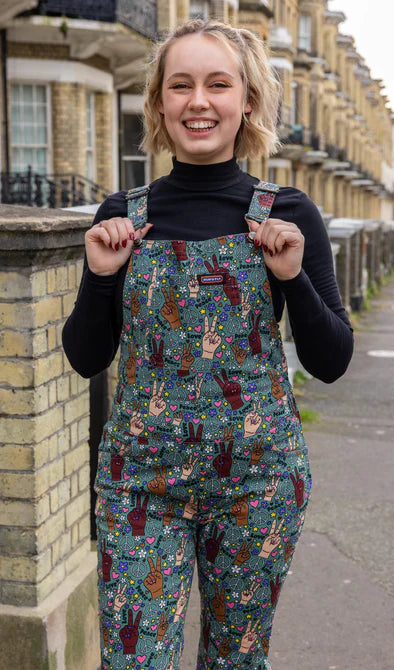 Peace and Love Stretch Skinny Flared Dungarees - Run & Fly