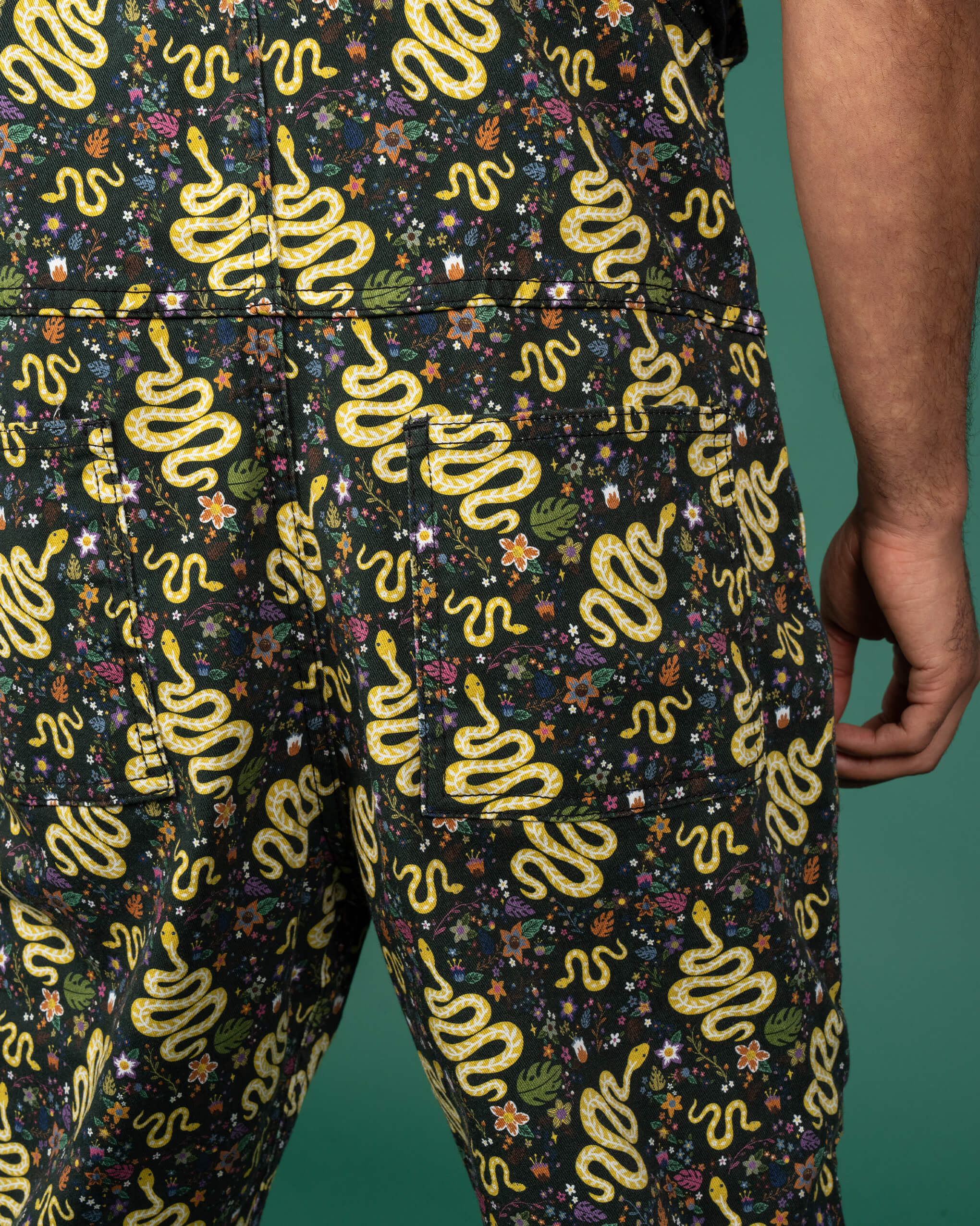 Serpent Garden Snakes Stretch Twill Dungarees - Run & Fly