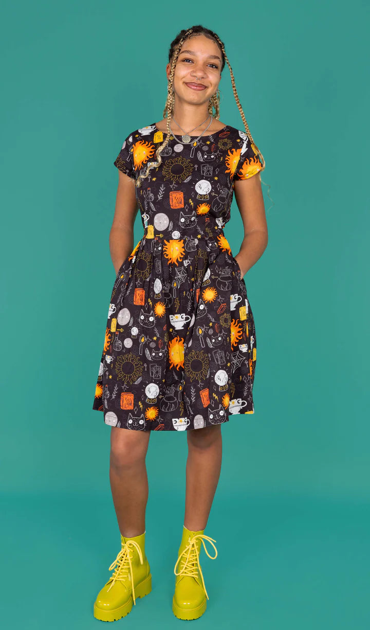 Katie Abey Solar Witch Stretch Belted Tea Dress with Pockets - Run & Fly