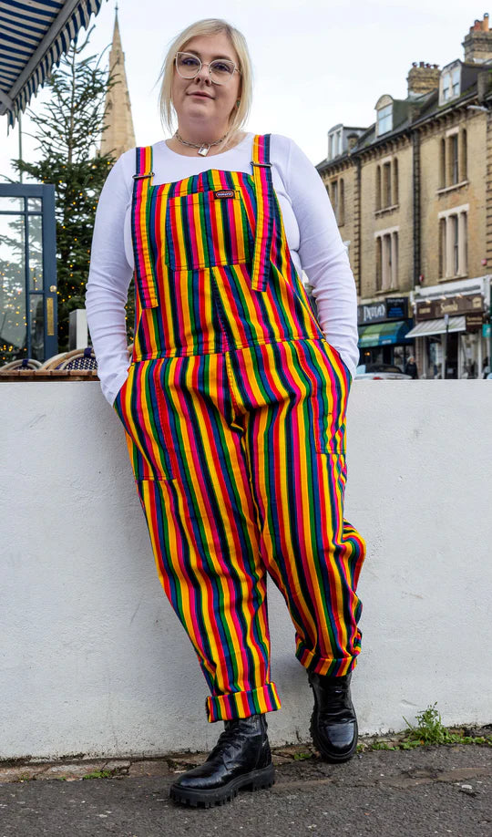 Rainbow Stripe Dungarees - Run & Fly