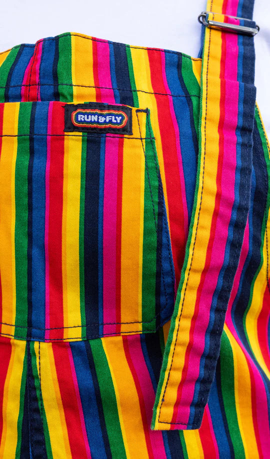 Rainbow Stripe Dungarees - Run & Fly