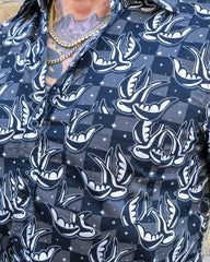 Checkerboard Swallow Short Sleeve Shirt - Run & Fly