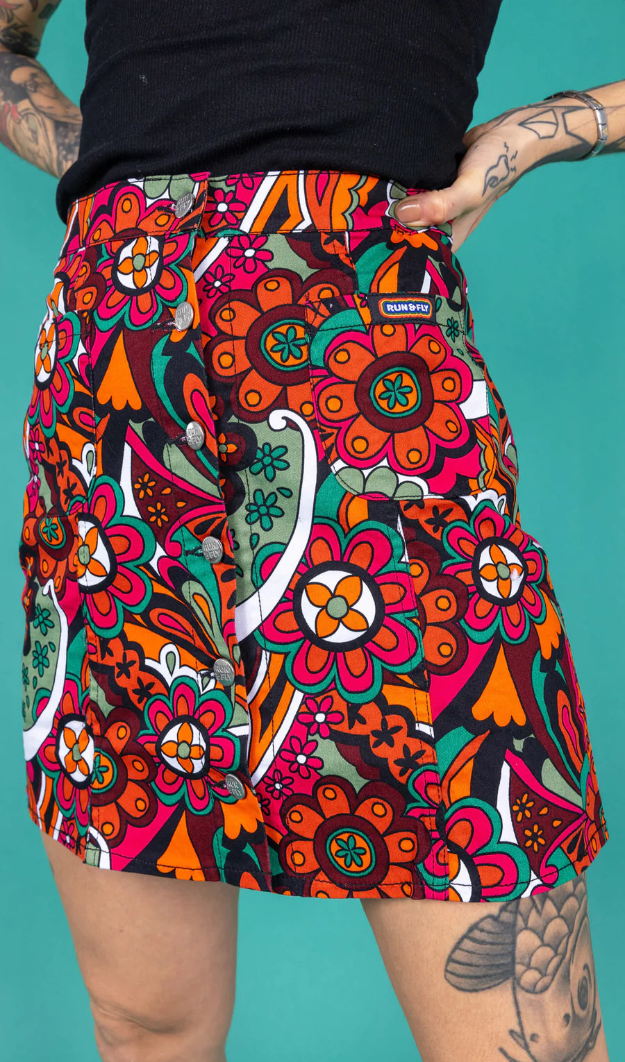 Swirly Floral A Line Skirt - Run & Fly