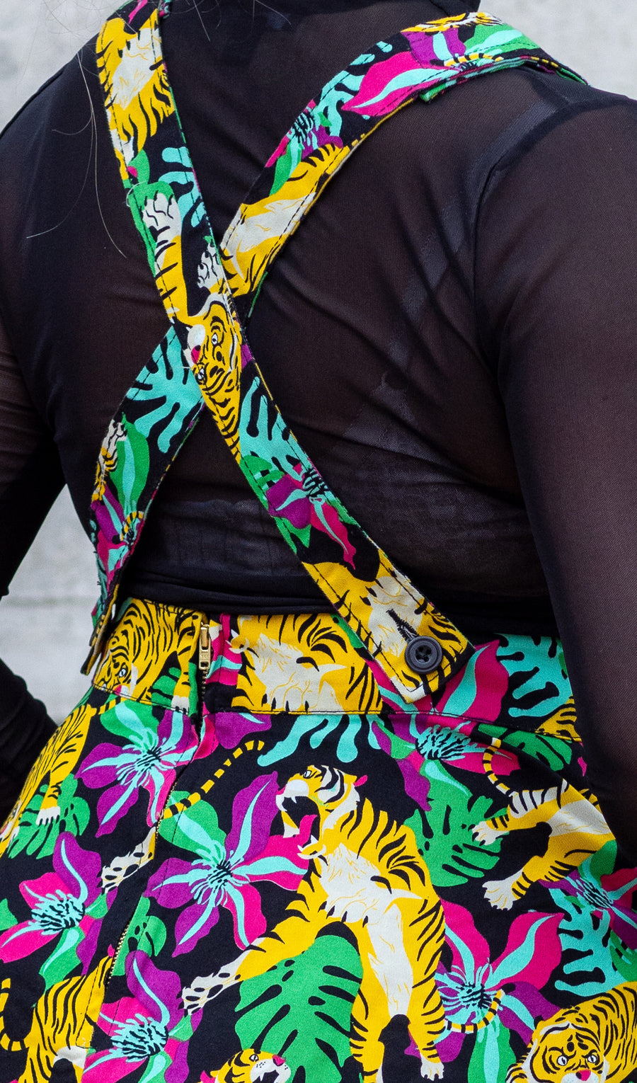 Black Tiger Lily Flared Pinafore - Run & Fly