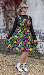 Black Tiger Lily Flared Pinafore - Run & Fly