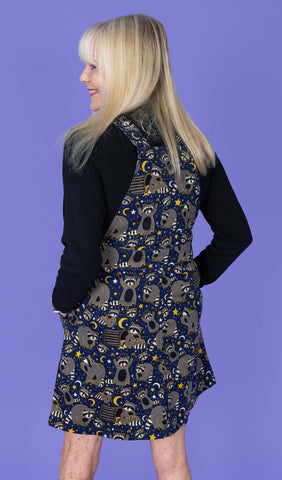Trash Pandas Racoon Stretch Twill Pinafore Dress - Run & Fly