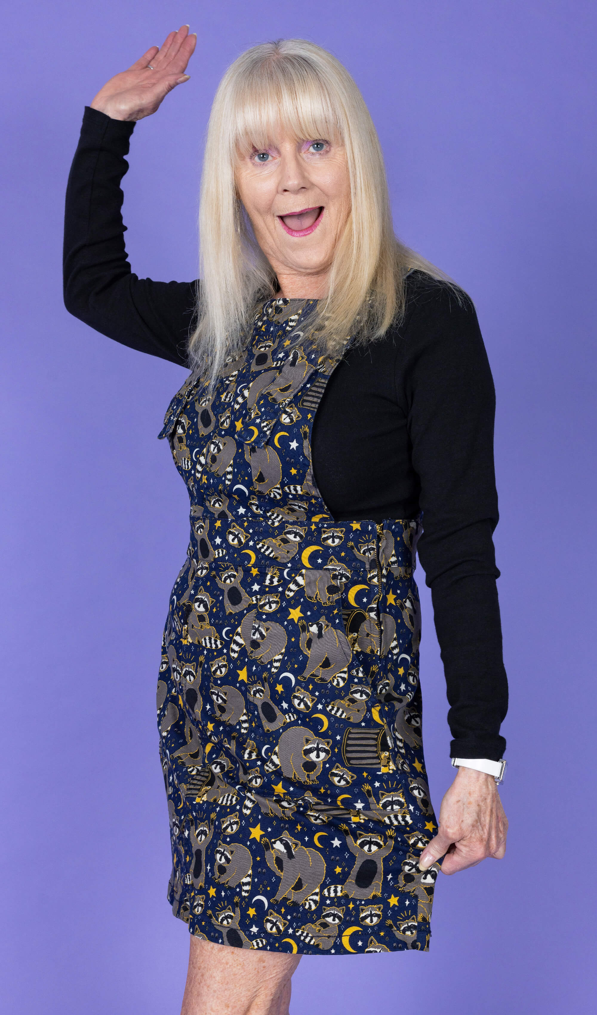 Trash Pandas Racoon Stretch Twill Pinafore Dress - Run & Fly