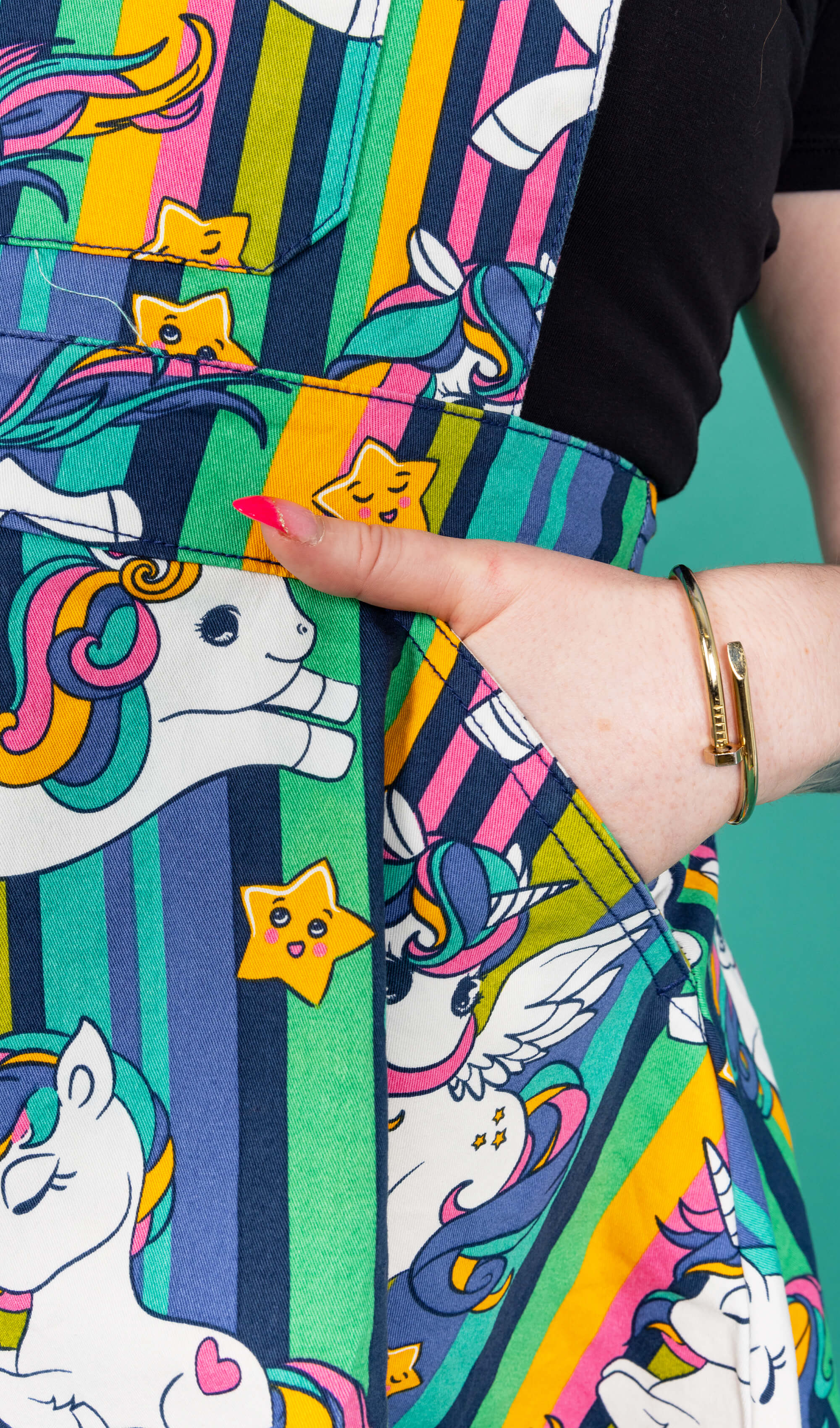 Unicorn Stripes Flared Pinafore Dress - Run & Fly