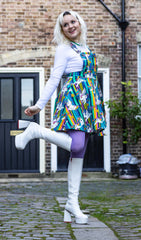 Unicorn Stripes Flared Pinafore Dress - Run & Fly