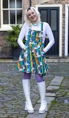 Unicorn Stripes Flared Pinafore Dress - Run & Fly