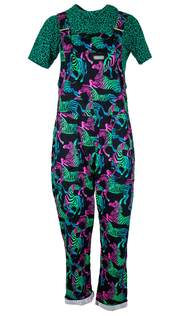 Rainbow Zebra Dungarees - Run & Fly