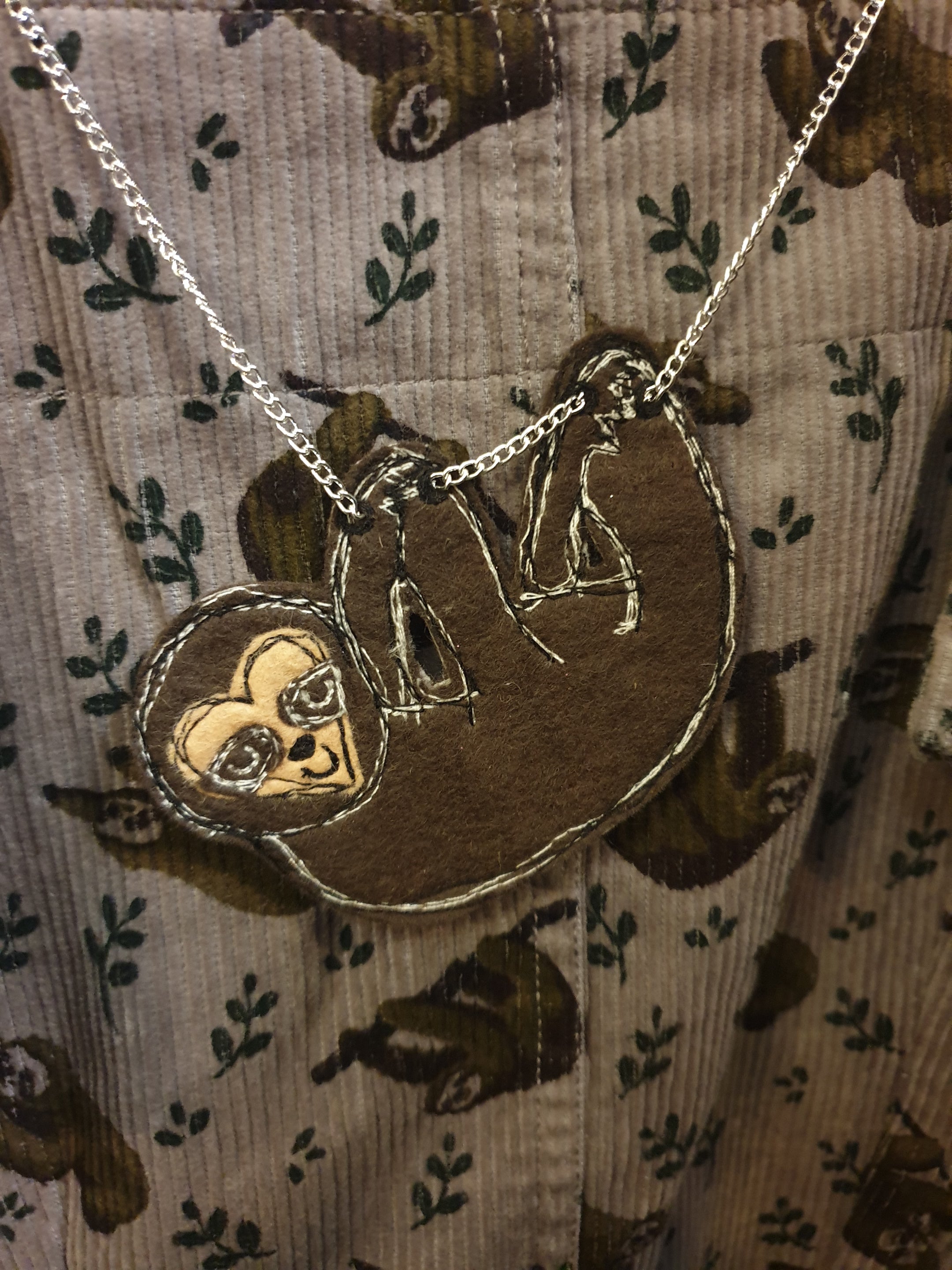 Sloth Felt Necklace - Bumblebee Design Treasures