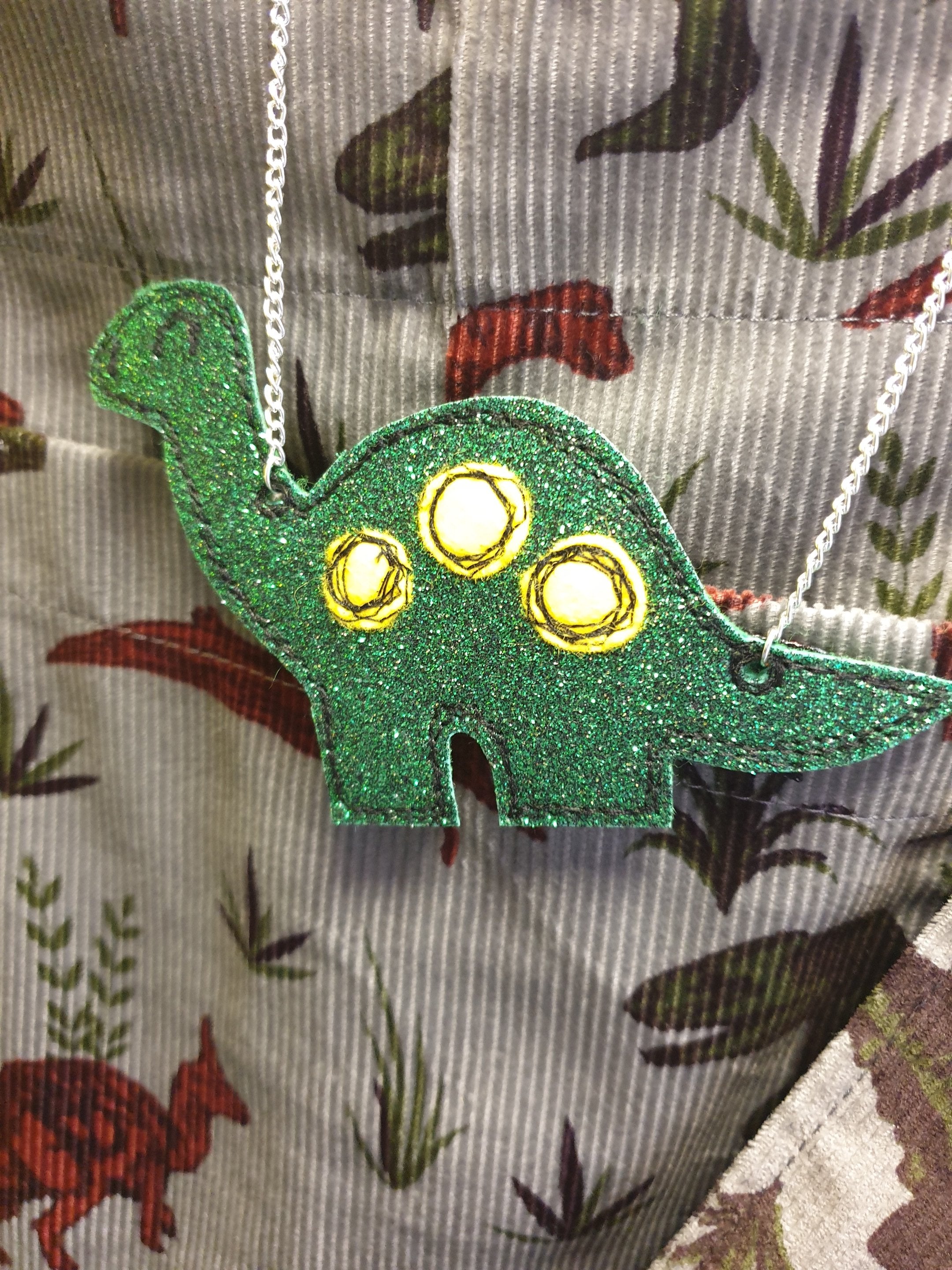 Dinosaur Glitter Necklace - Bumblebee Design Treasures