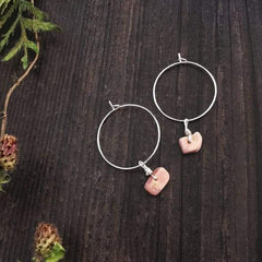 Sterling Silver Hoop & Rhodochrosite Semi Precious Stone Earrings - Xander Kostroma (Last Available)
