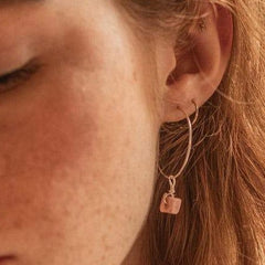 Sterling Silver Hoop & Rhodochrosite Semi Precious Stone Earrings - Xander Kostroma (Last Available)