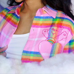 Care Bears Cheer Bear Flannel Shirt - Cakeworthy