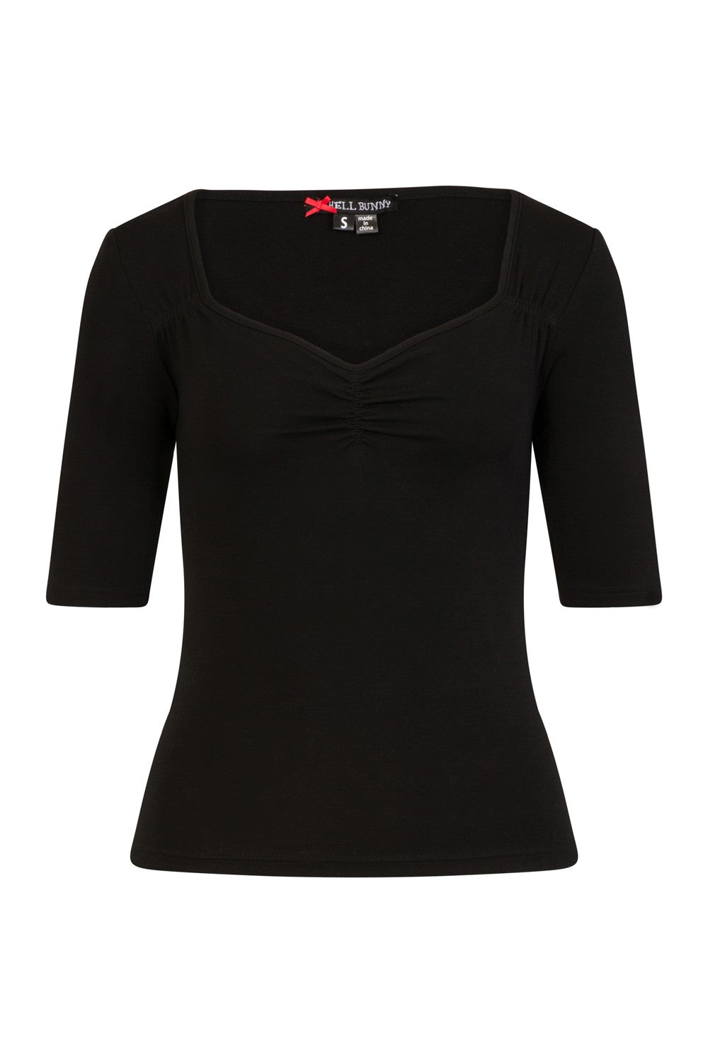 Philipa Black 3/4 Length Sleeved Top - Hell Bunny (Last Available)