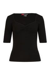 Philipa Black 3/4 Length Sleeved Top - Hell Bunny (Last Available)